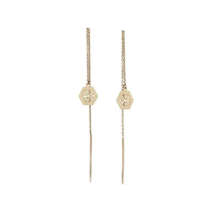 Snowflake Hexagonal 14K Gold Earrings