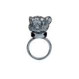 The small Tiger Silver Ring w. Diamonds