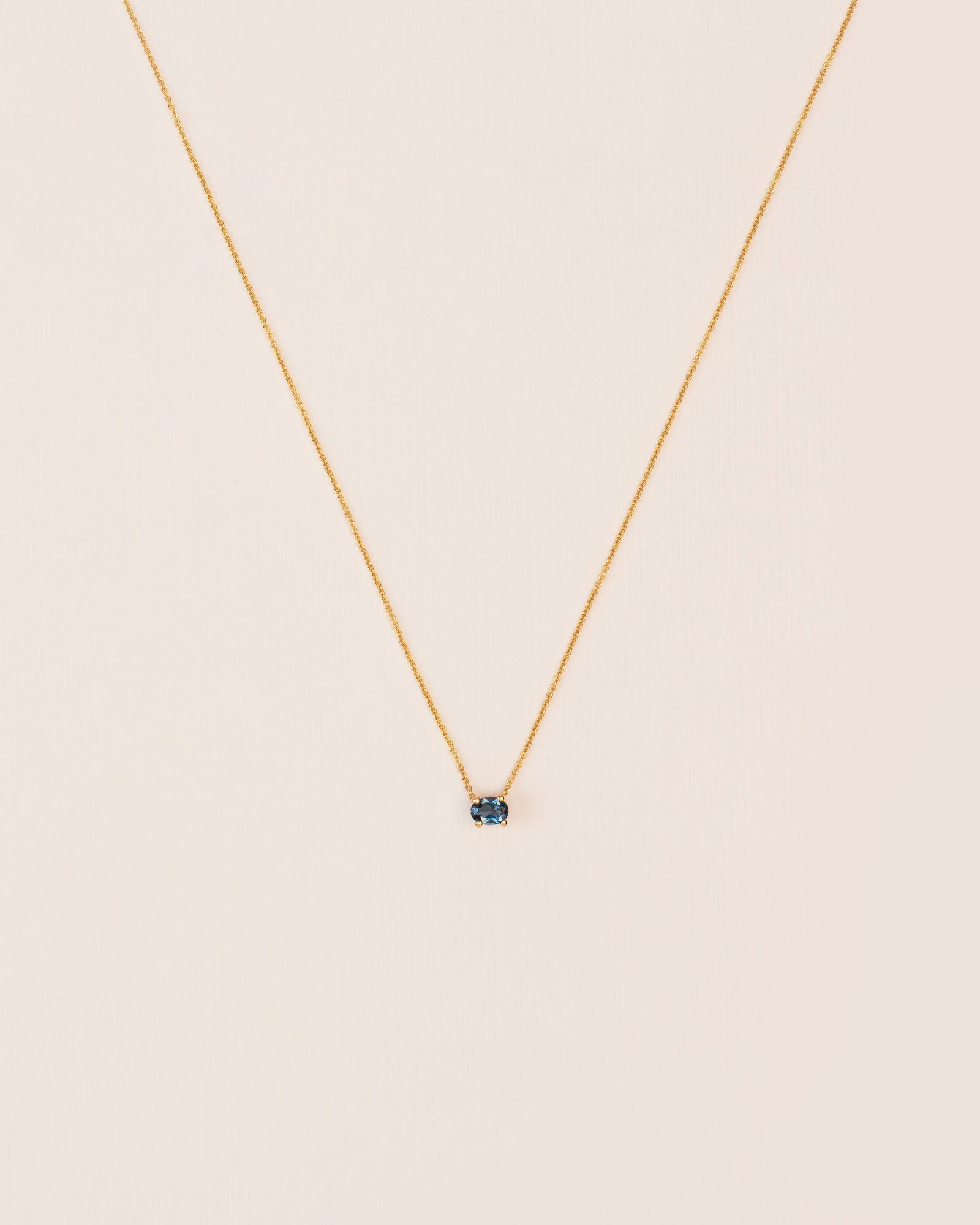 18K Gold Necklace w. London Blue Topaz
