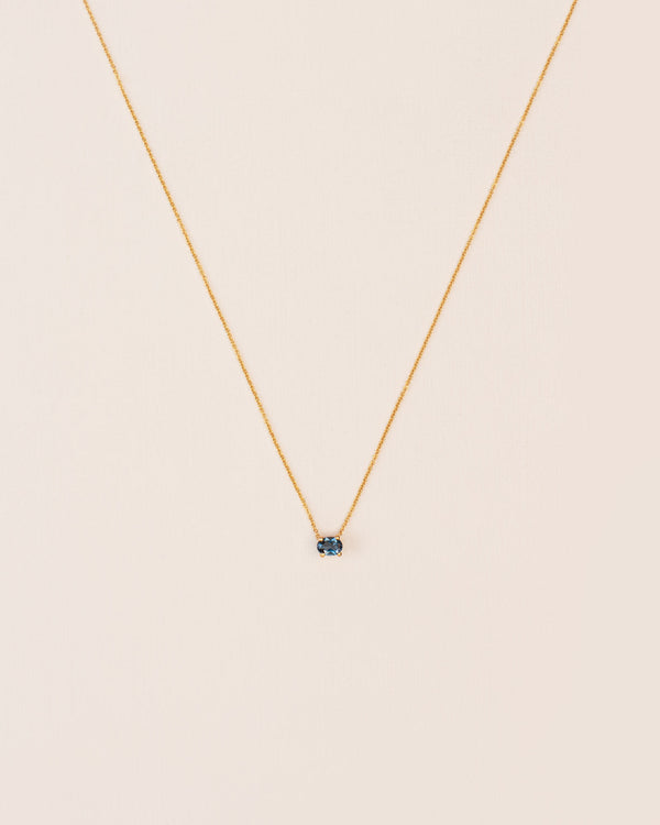 18K Gold Necklace w. London Blue Topaz
