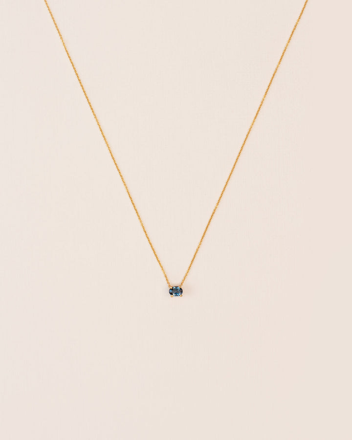 18K Gold Necklace w. London Blue Topaz