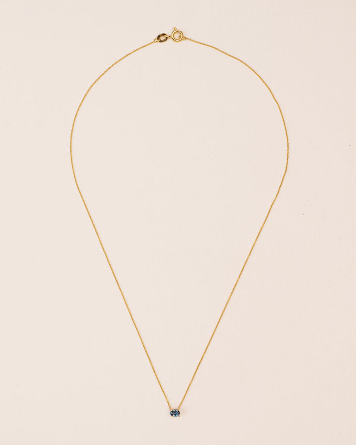 18K Gold Necklace w. London Blue Topaz