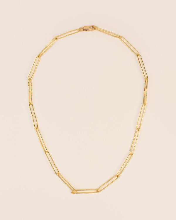 Hammered link chain 18K Gold Necklace
