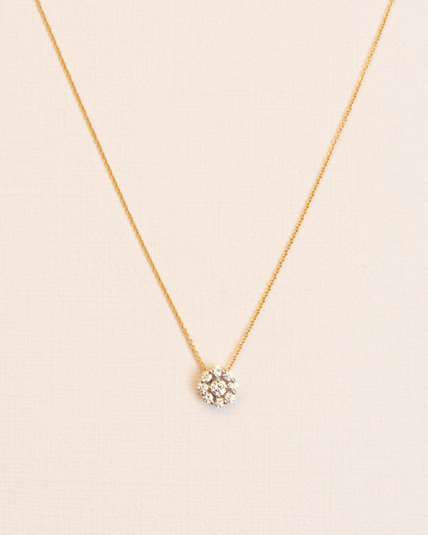 18K Gold Flower Halskette I Weiße Diamanten