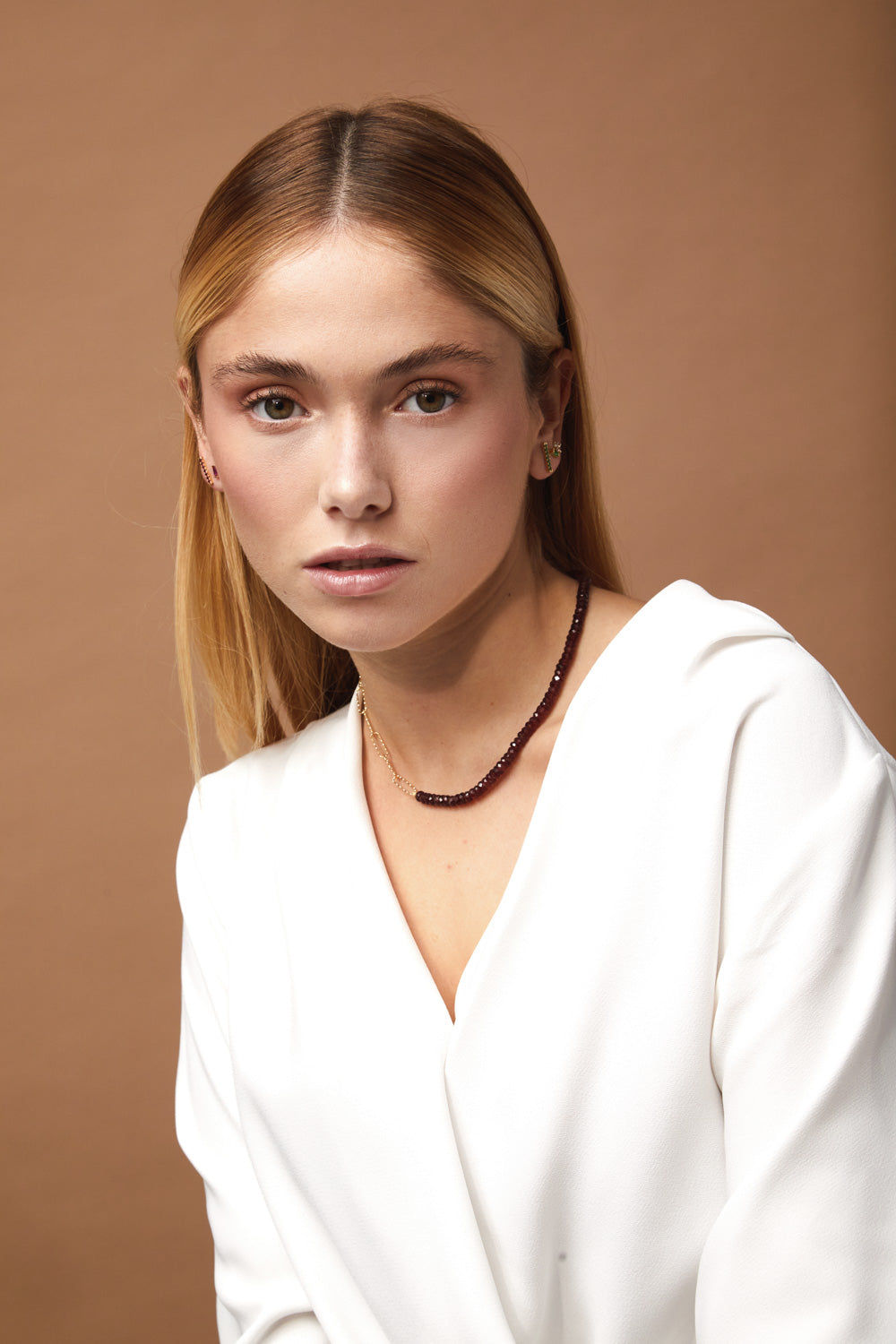 Brianda 18K Gold Plated Necklace w. Garnet