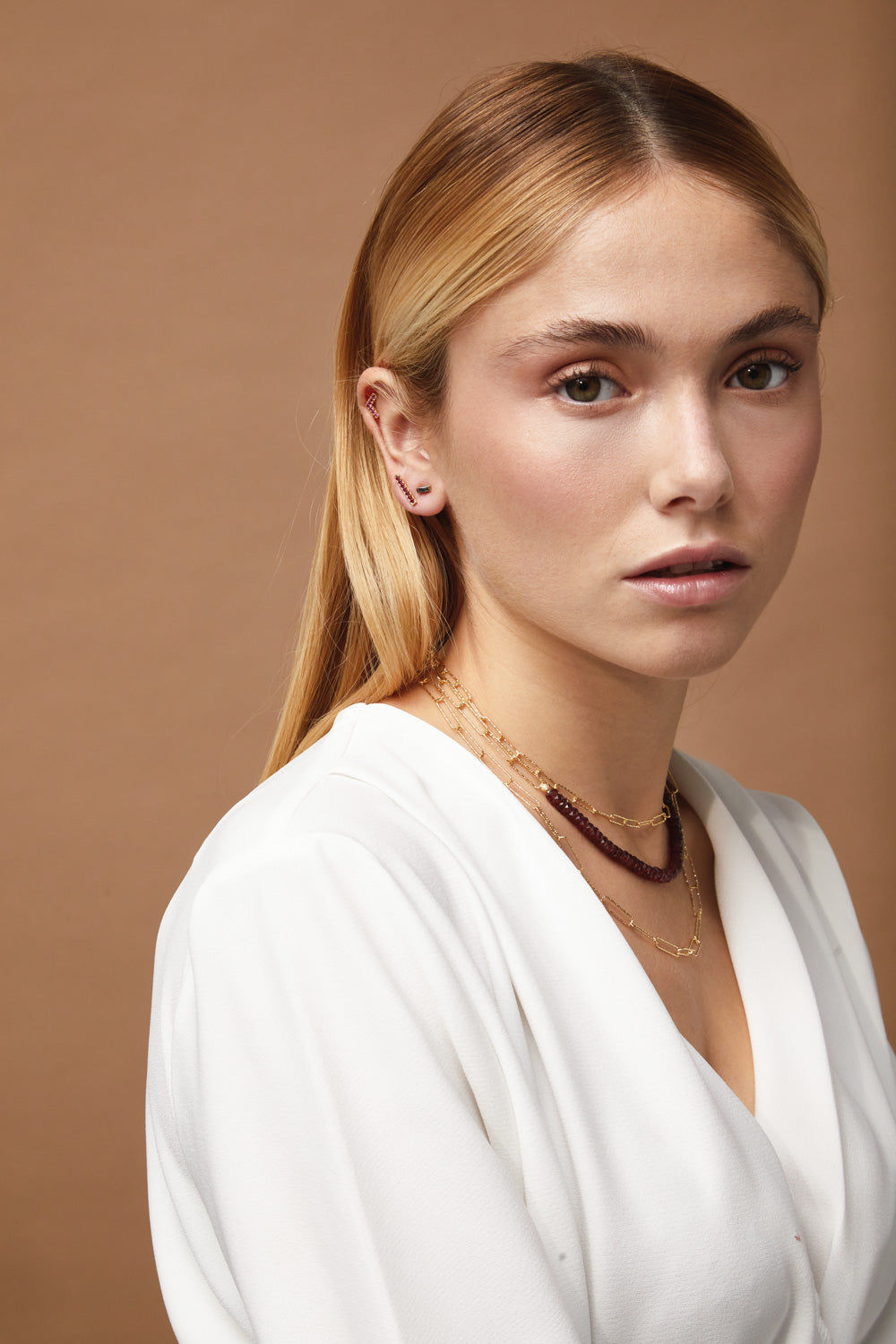 Brianda 18K Gold Plated Necklace w. Garnet