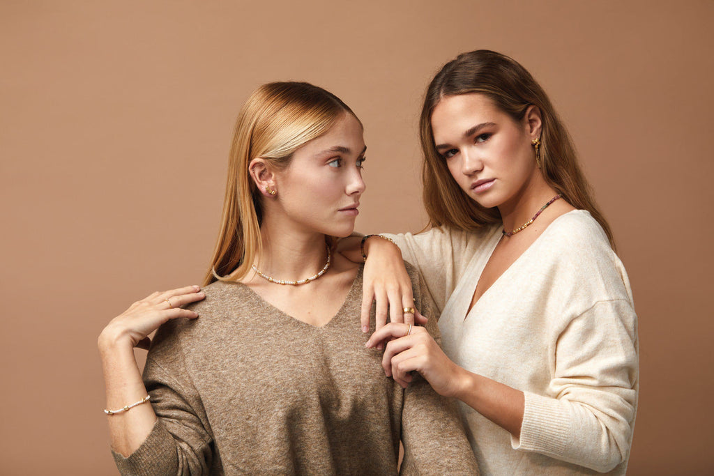 Collar Pebbles 18K Gold Plated Necklace w. Tourmaline