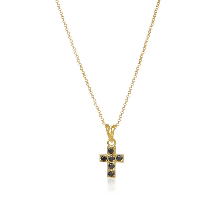 Cross 18K Gold Plated Necklace w. Spinel