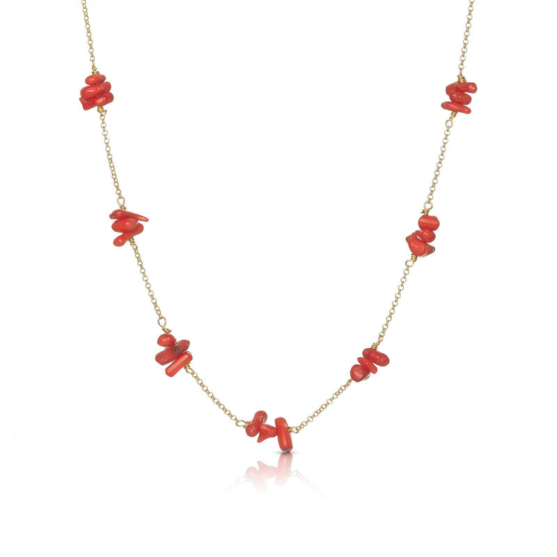 Fiji 18K Gold Plated Necklace w. Coral