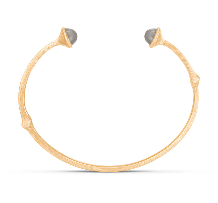 Nature 18K Gold Bangle w. Grey Moonstone