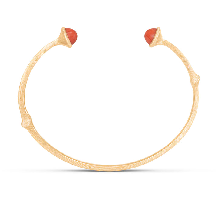 Nature 18K Gold Bangle w. Coral