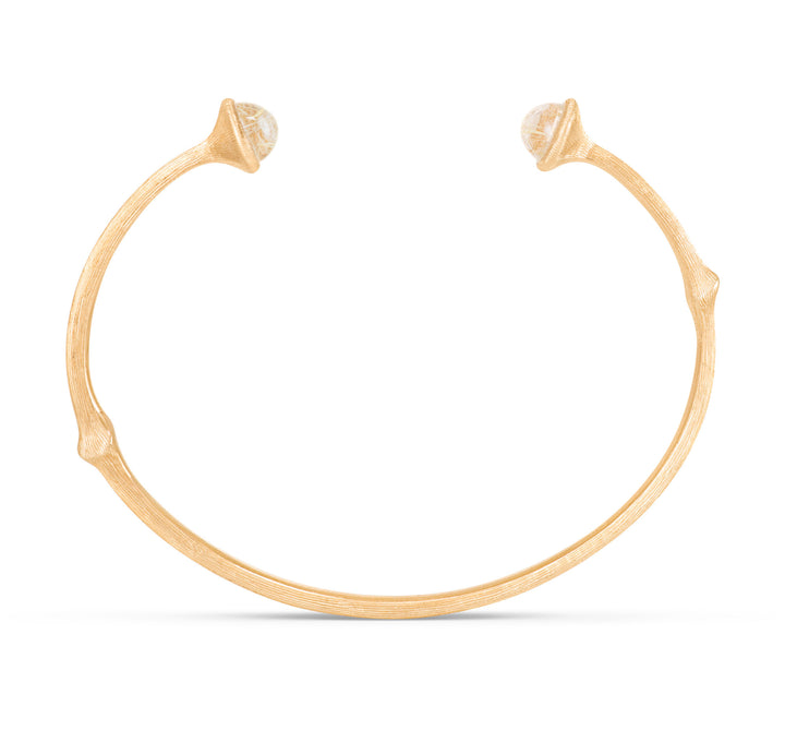Nature 18K Gold Bangle w. Rutile Quartz