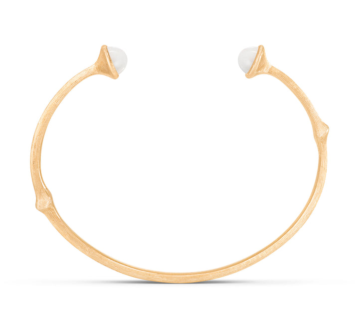 Nature 18K Gold Bangle w. White Moonstone
