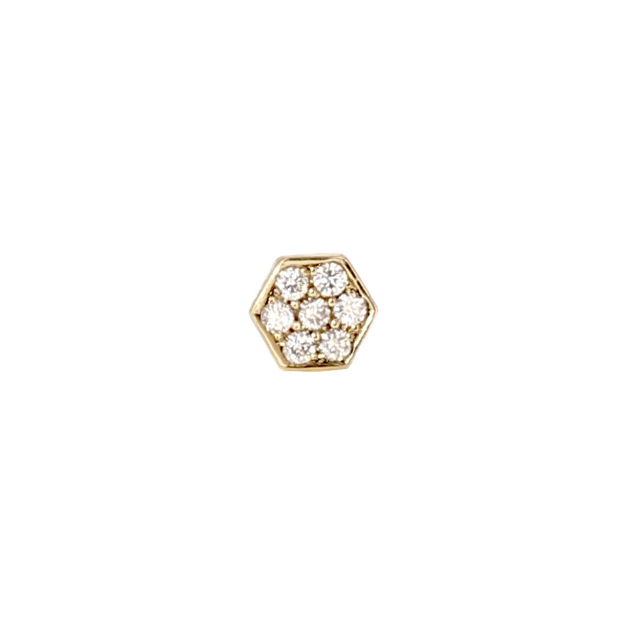Hexagon Diamonds 14K Gold Stud w. Diamonds