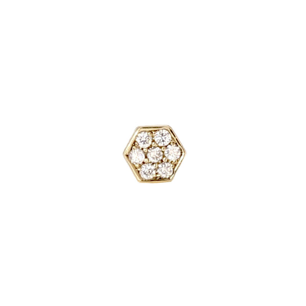 Hexagon Diamanter 14K Guld Ørestik m. Diamanter