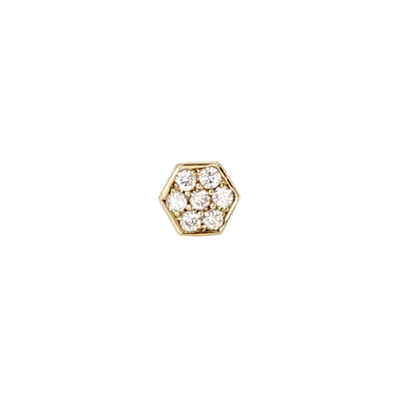 Hexagon Diamonds 14K Gold Stud w. Diamonds