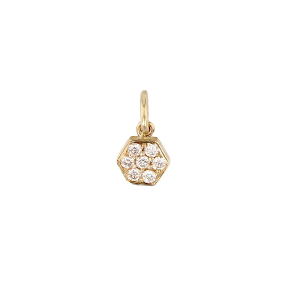 Hexagon 14K Gold Pendant w. Diamonds