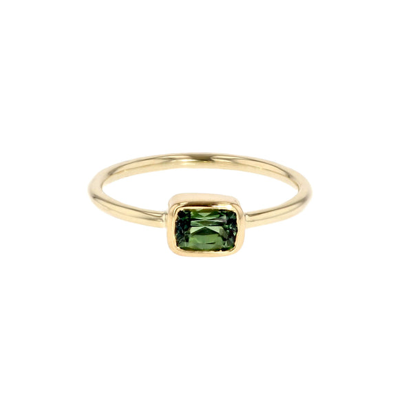 Klassisk Grøn 14K Guld Ring m. Safir
