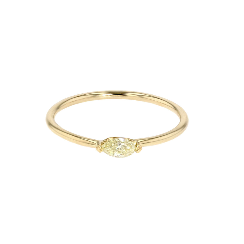 Miss Navette 14K Gold Ring w. Diamonds