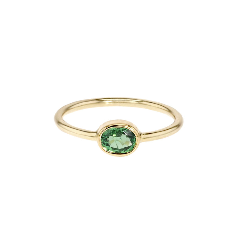 Klassisk Grøn 14K Guld Ring m. Granat sten