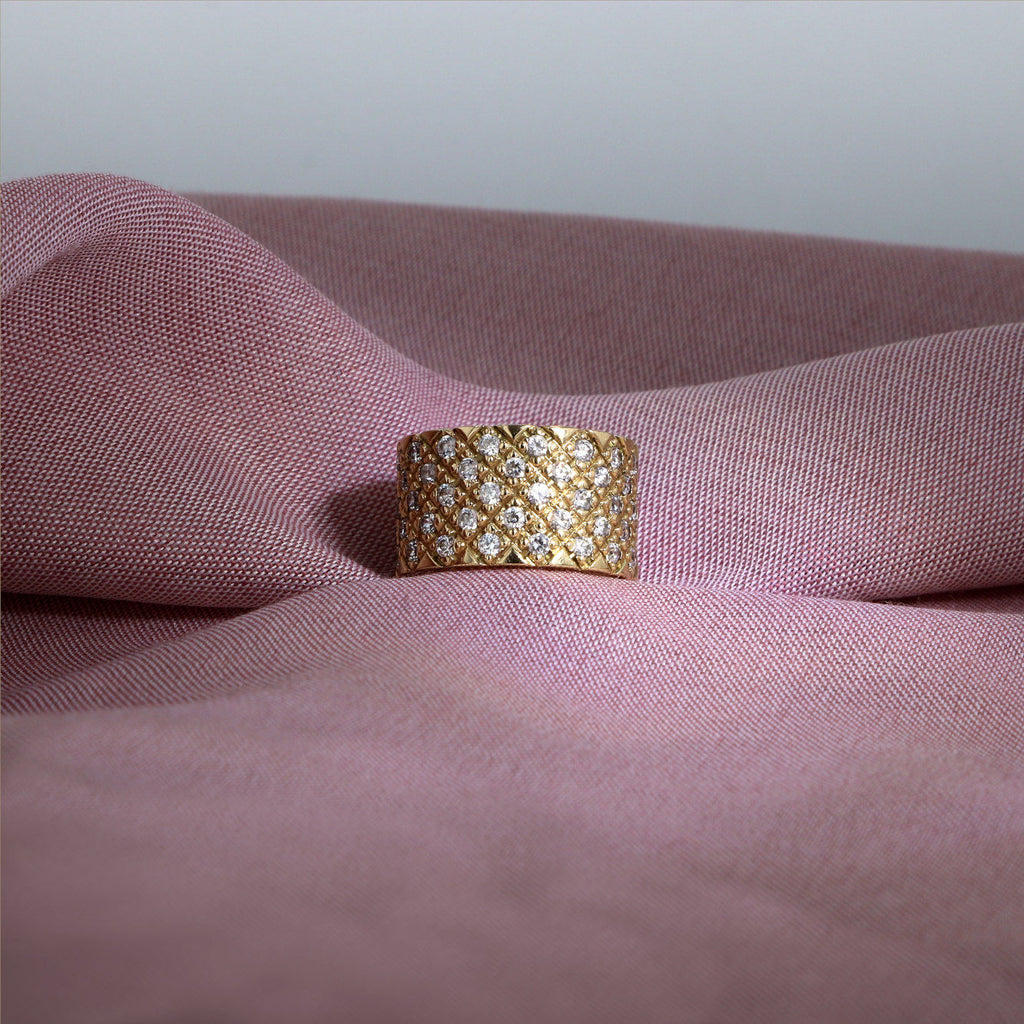 Mousserende diamanter 14k guldring w. Diamanter