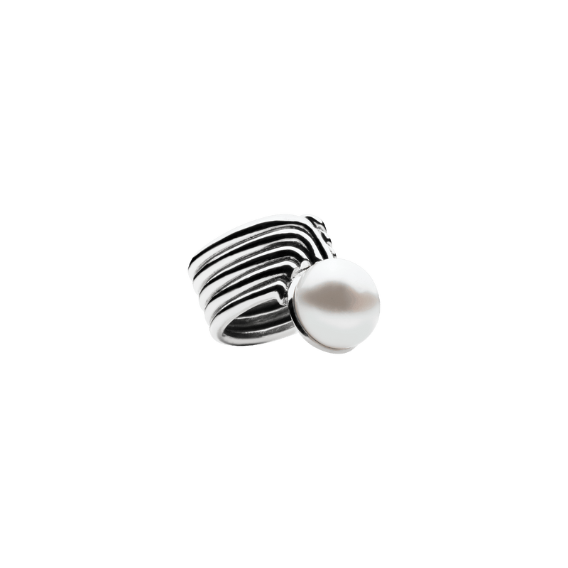 Supersonic Pearl Ring Silver