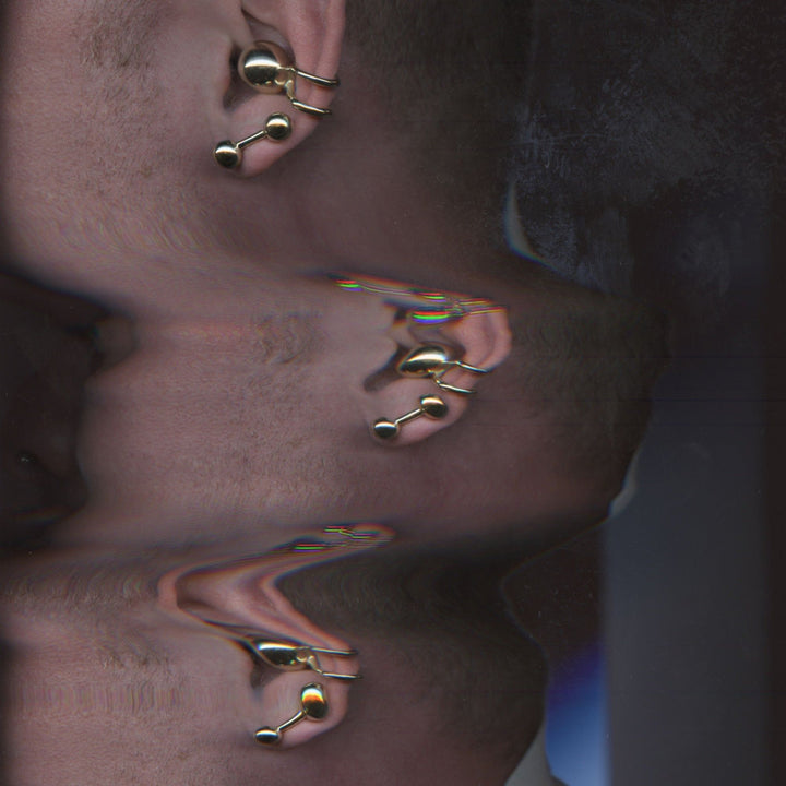 Double Ball Stud Earrings Gold Plated