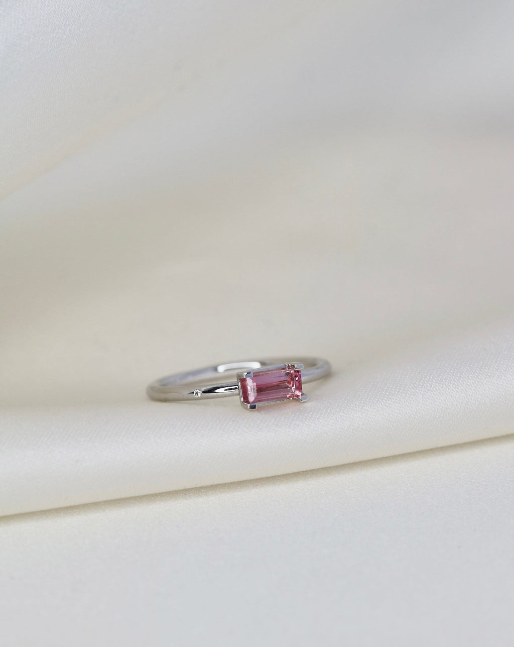 Nord Pink S 18K Whitegold Ring w. Tourmaline & Diamond