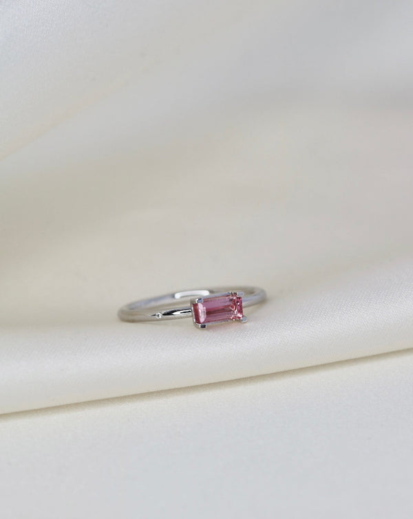Nord Pink S 18K Hvidguld Ring m. Turmalin & Diamant