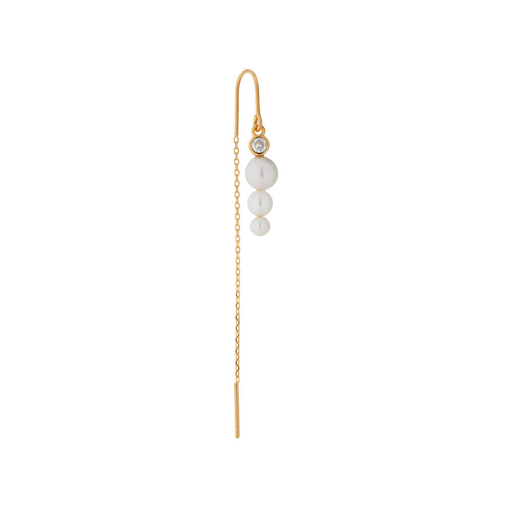 Nuit Hook Threader 18K Gold Plated Earring w. White Pearls & Zirconia