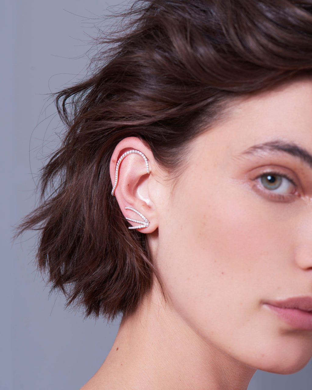 Ocean Ripple 18K Rosegold Earring w. Diamonds