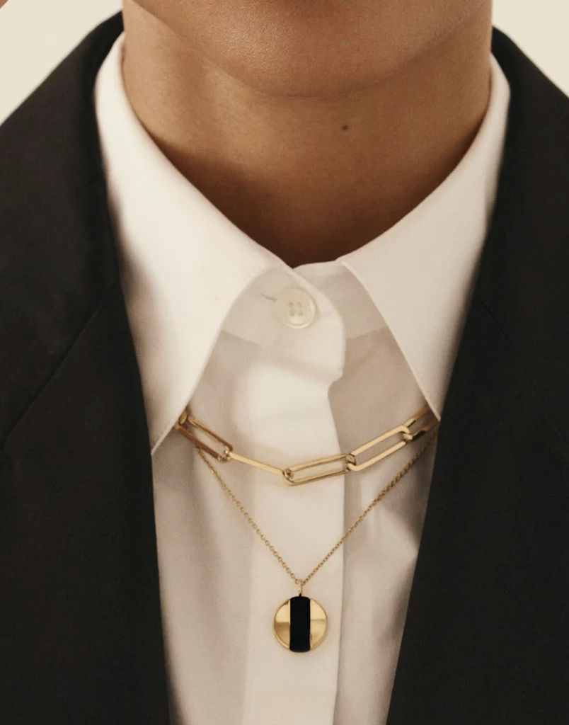 Oskar Striped Silver Pendant