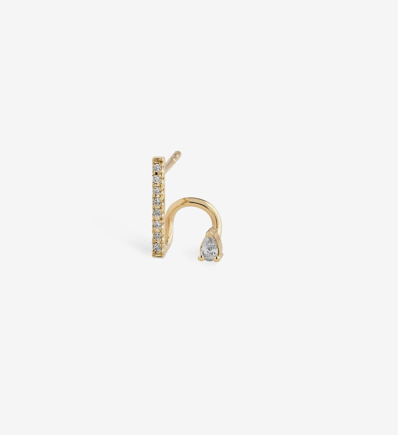 Pear Diamond Spiral Earring 0.12 - Single