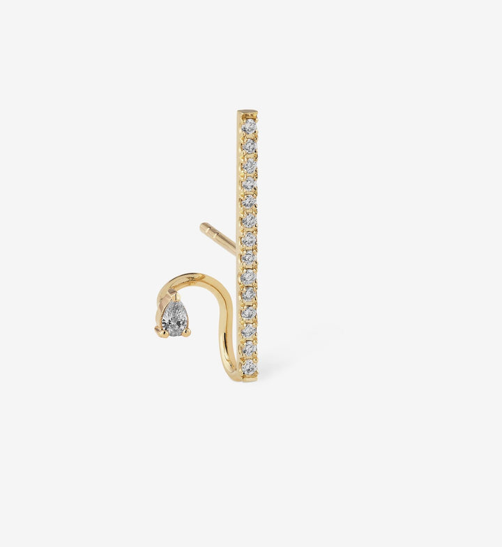 Vertical Pear Diamond Spiral Earring 0.22 - Single