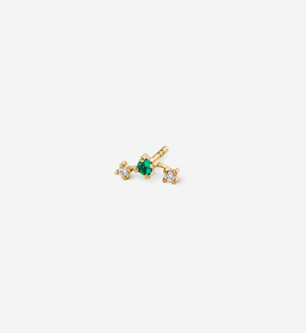 Trio Emerald Stud 0.09 in 14K Gold - Single