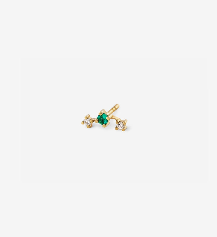 Trio Emerald Stud 0.09 in 14K Gold - Single