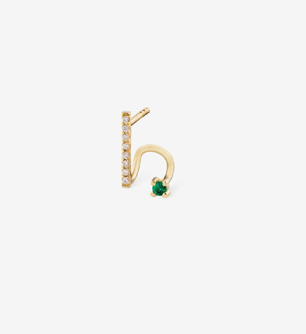 Floating Emerald Diamond Spiral Earring 0.08 - Single
