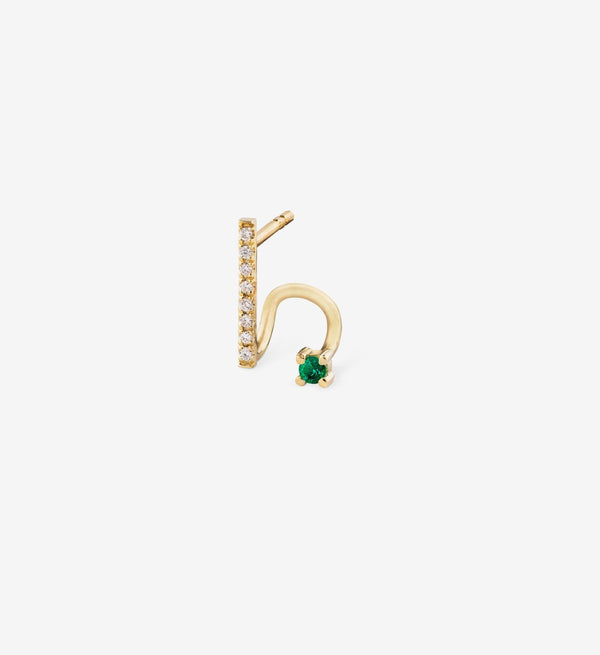 Floating Smaragd Diamant Spiral-Ohrring 0.08 Kt. I Single