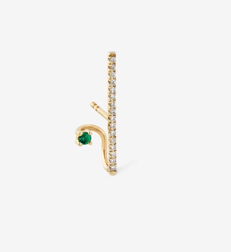 Floating Emerald Vertical Diamond Earring  0.13 - Single