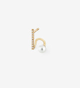 Floating Pearl Diamond Spiral Earring 05 - Single