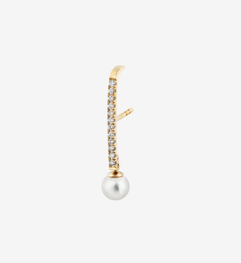 Pearl Drop Diamond Earring 06 - Single