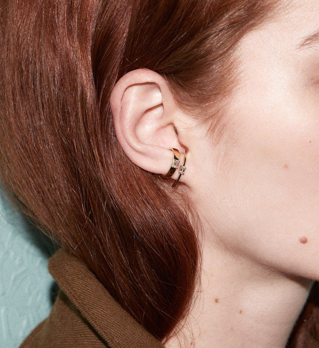 Emerald-Cut Diamond Earcuff 0.10