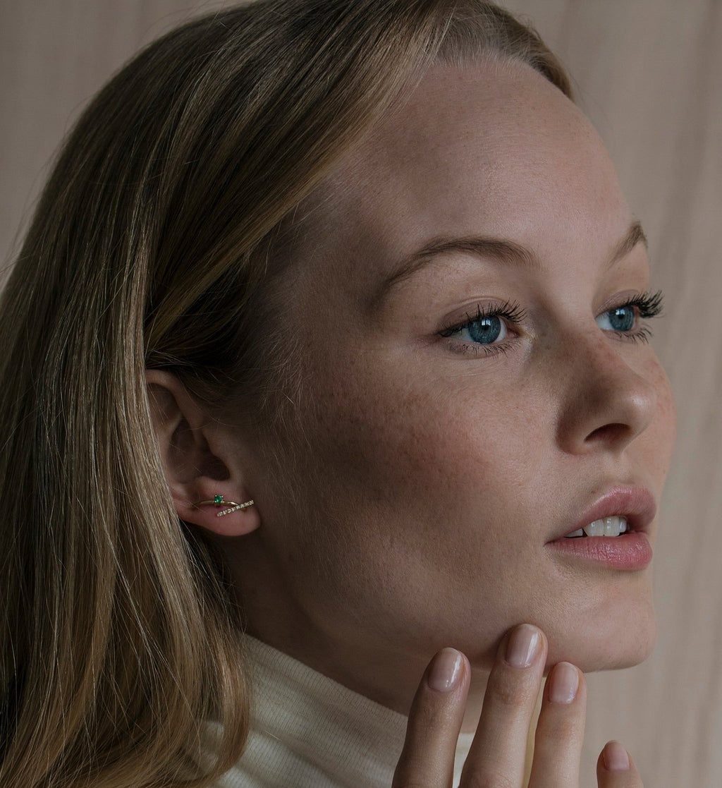 Ohrring 14K Gold, Weißgold oder Rosegold I Smaragd 0.05 Kt.