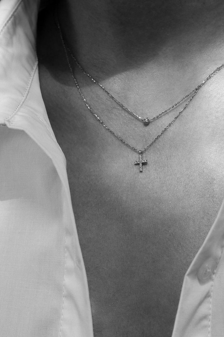 Bezel Diamond 0.05 14K Gold Necklace w. Diamond