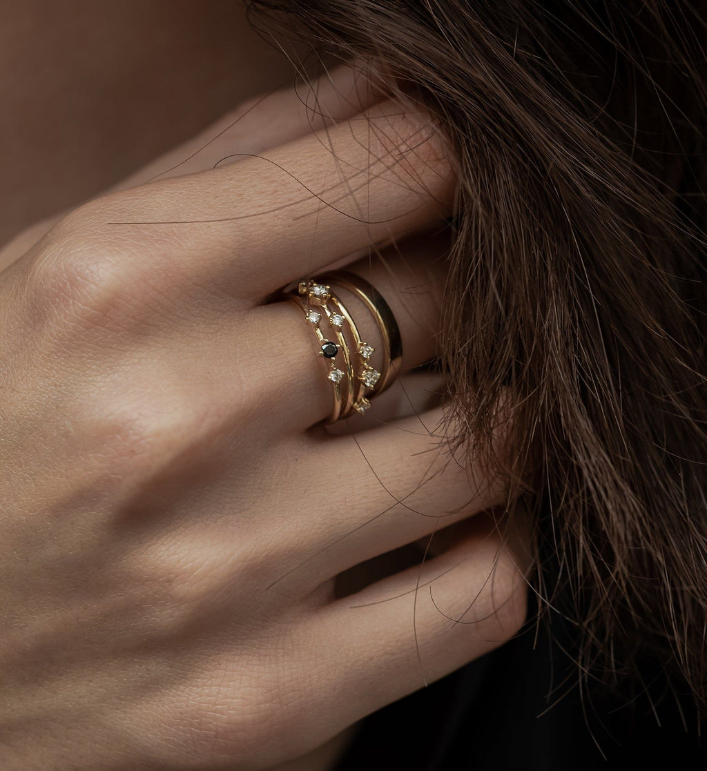 Trio Black Diamond Ring 0.09