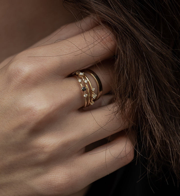 Trio Black Diamond Ring 0.09