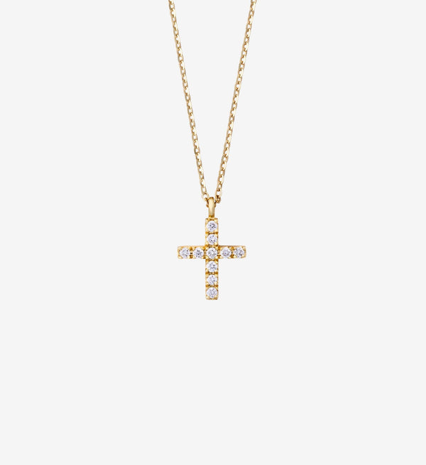 Diamant Cross Halskæde 0.10 i 14K Guld