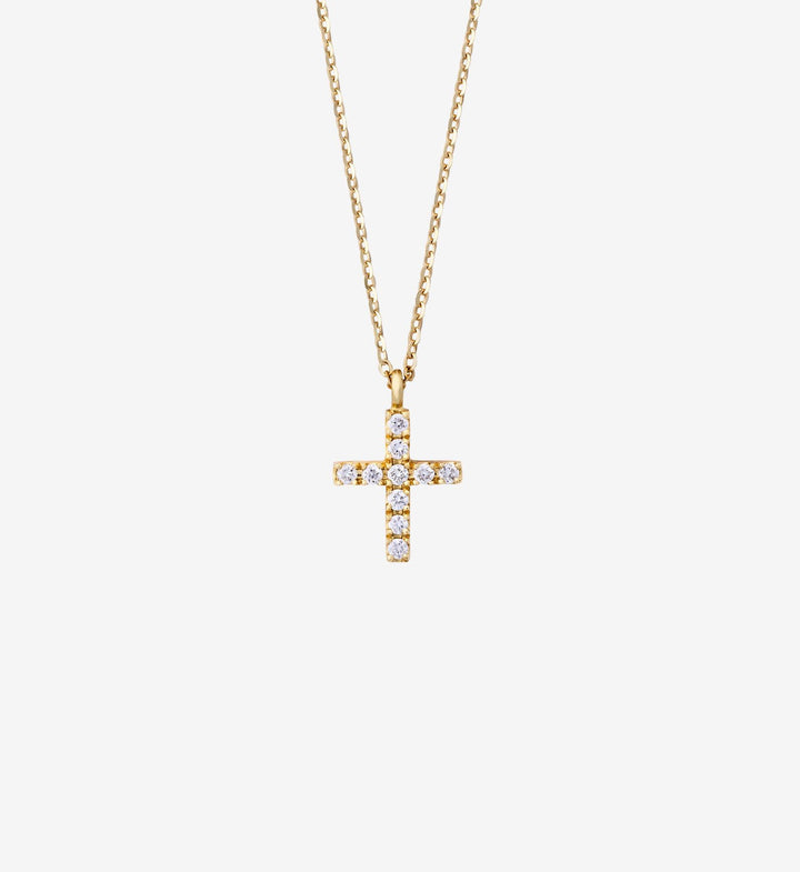Halskette aus 14K Gelbgold I Diamantenes Kreuz 0.10 Kt. 