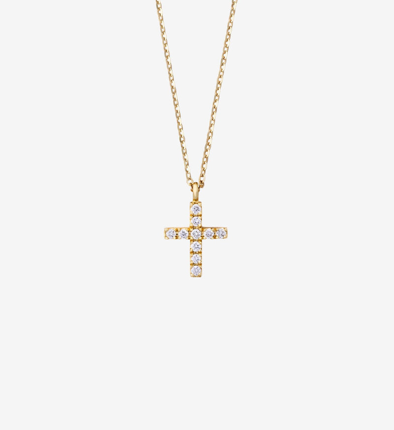 Diamond Cross Necklace 0.10 in 14K Yellow Gold