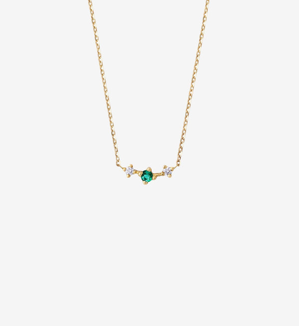 Trio Emerald Necklace 0.09 in 14K Yellow Gold